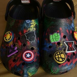 CROCS Kids Slippers - Black with Multicolor Marvel Designs